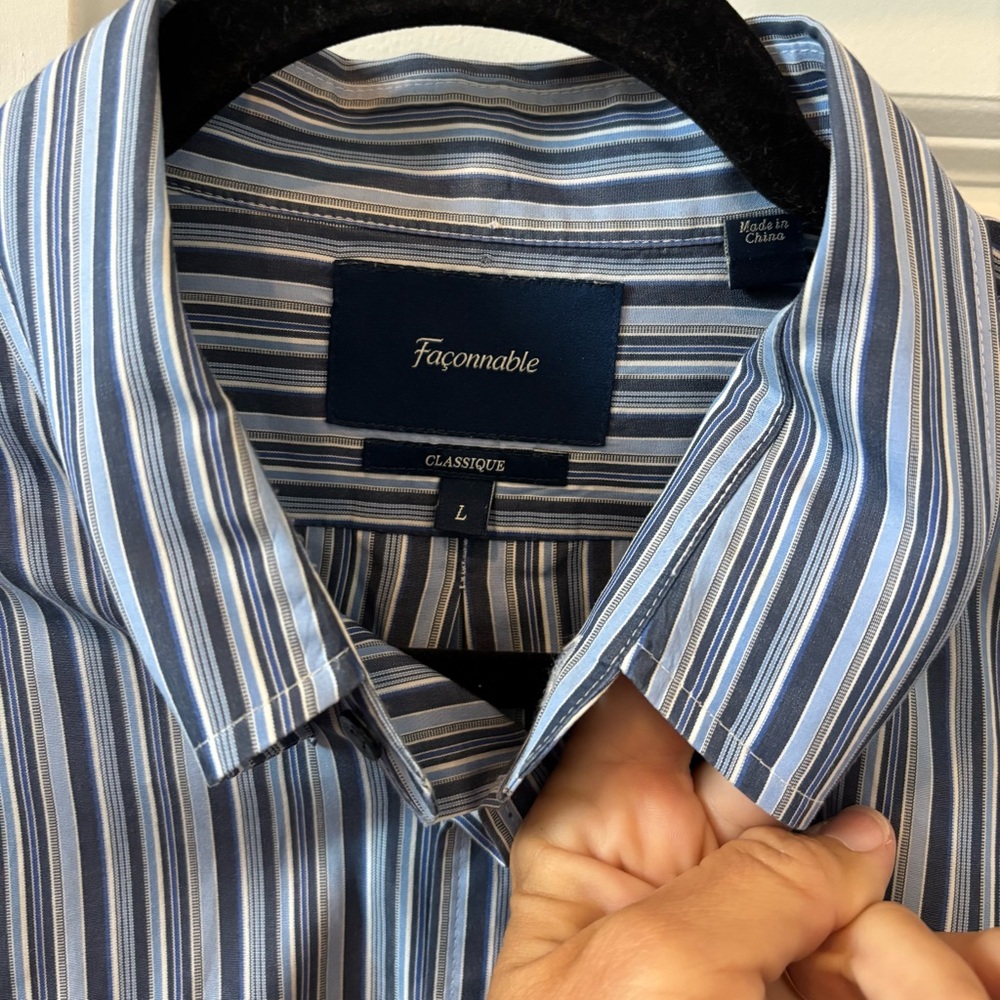 Faconnable Classique Blue Stripped Button Up Dres… - image 5